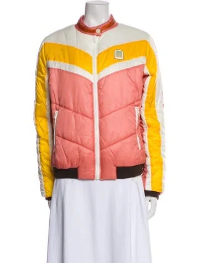 Pre-owned Mother Colorblock Pattern Down Jacket In Pink