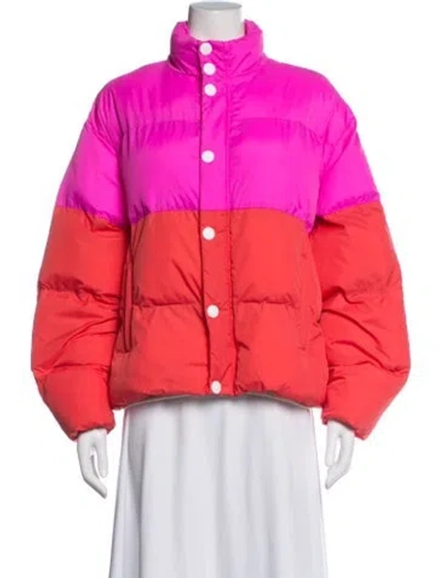 Pre-owned Mother Colorblock Pattern Down Jacket In Red