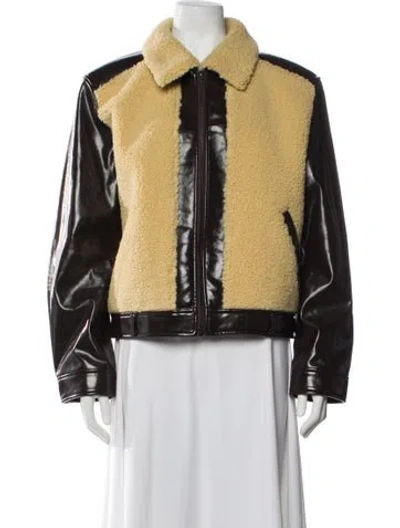 Pre-owned Mother Colorblock Pattern Faux Fur Vest In Brown