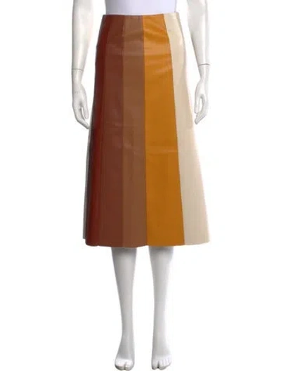 Pre-owned Mother Colorblock Pattern Midi Length Skirt In Brown