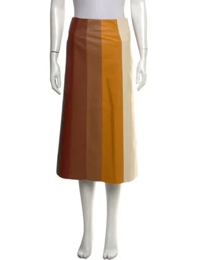 Pre-owned Mother Colorblock Pattern Midi Length Skirt In Brown