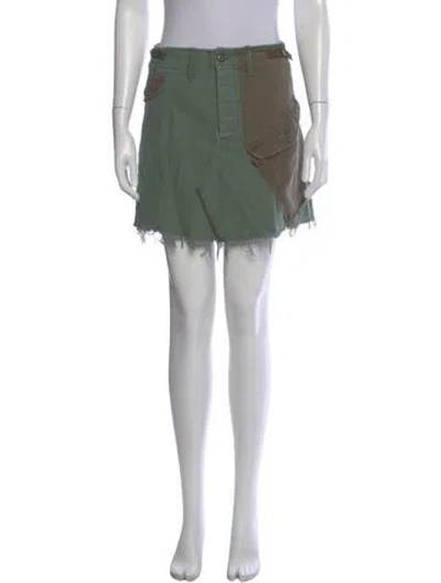 Pre-owned Mother Colorblock Pattern Mini Skirt In Green