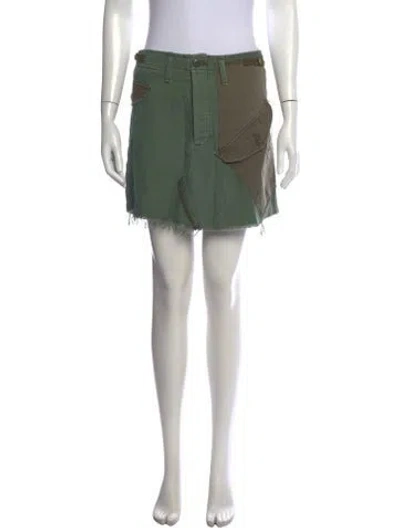 Pre-owned Mother Colorblock Pattern Mini Skirt In Green