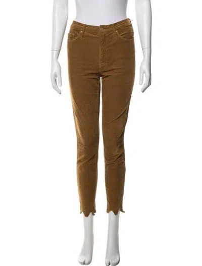 Pre-owned Mother Corduroy Skinny Leg Pants In Yellow