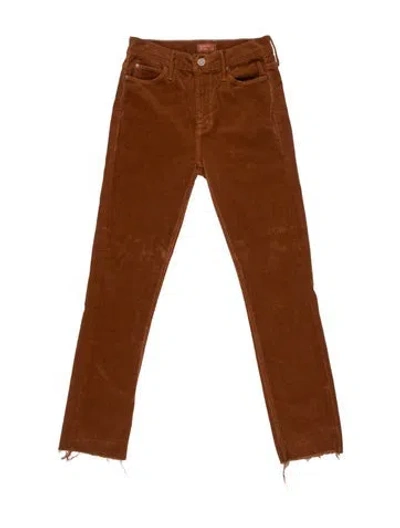 Pre-owned Mother Corduroy Straight Leg Pants In Brown