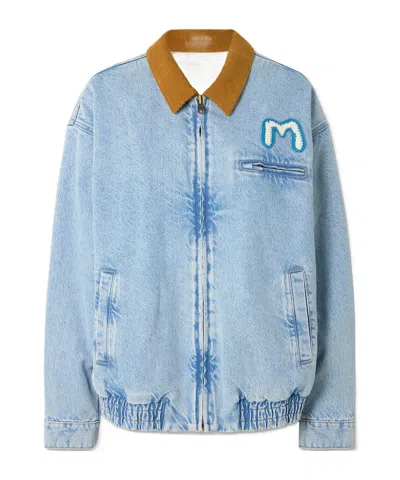 MOTHER CORDUROY-TRIMMED APPLIQUÉD DENIM JACKET