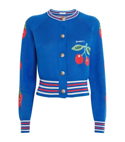 Mother Cotton-blend Cropped Cardigan In Blue