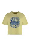 Mother Cotton Crew-neck T-shirt With Graphic Print In Yellow