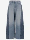 Mother Cotton Denim Patchwork Jeans In Blue
