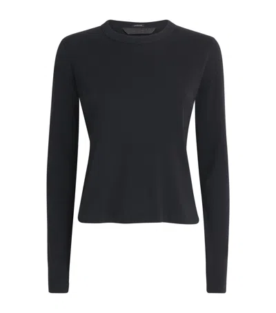 Mother Cotton Itty Bitty Long-sleeve T-shirt In Black