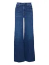 Mother Wide-leg Trousers With Elasticized Fit And Contrast Stitching In Blue