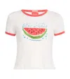 Mother Womens The Itty Bitty Logo-print Short-sleeve Cotton-jersey T-shirt Bad Seed In White