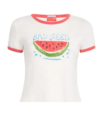 Mother Cotton The Itty Bitty Ringer T-shirt In White