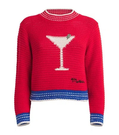 Mother Cotton The Mini Pullover Sweater In Red