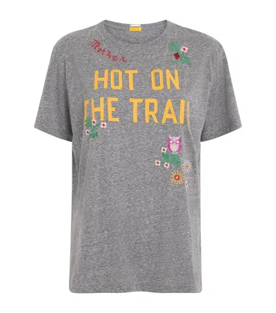 Mother The Rowdy Embroidered T-shirt In Gray