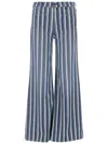 Mother Cotton Twister Sneak Jeans With Striped Pattern In Blue