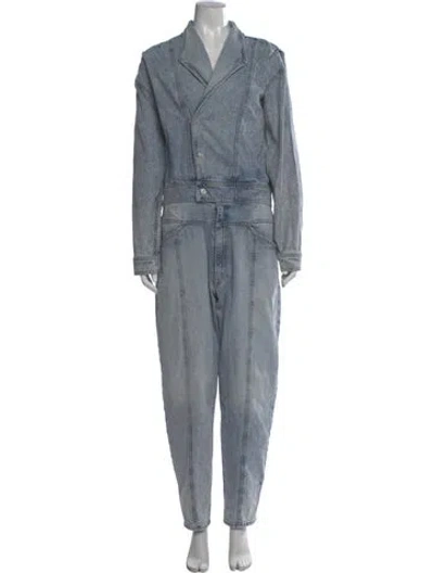 Pre-owned Mother Cowl Neck Jumpsuit In Blue