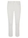 Mother Skinny Fit Buttoned Trousers In Cream Puffs