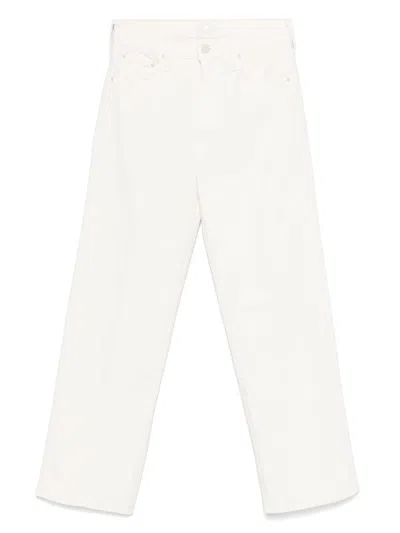 Mother Cream The Rambler Zip Ankle Wide Jeans In Neutral