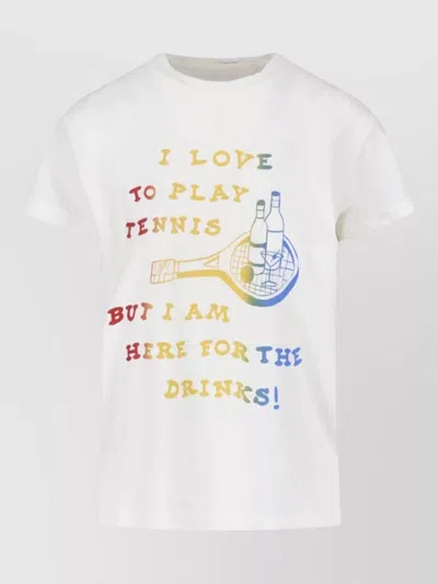 Mother Womens The Boxy Goodie Goodie Slogan Cotton T-shirt I Love To Play Tennis Xs In White