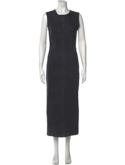 Pre-owned Mother Crew Neck Long Dress In Gray