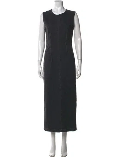 Pre-owned Mother Crew Neck Long Dress In Grey