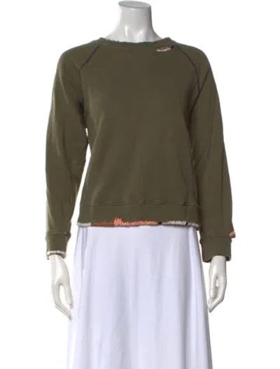 Pre-owned Mother Crew Neck Long Sleeve Sweatshirt In Green