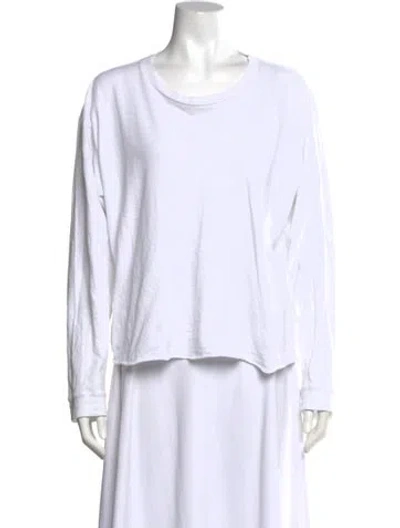 Pre-owned Mother Crew Neck Long Sleeve T-shirt In White