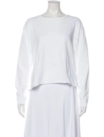 Pre-owned Mother Crew Neck Long Sleeve T-shirt In White