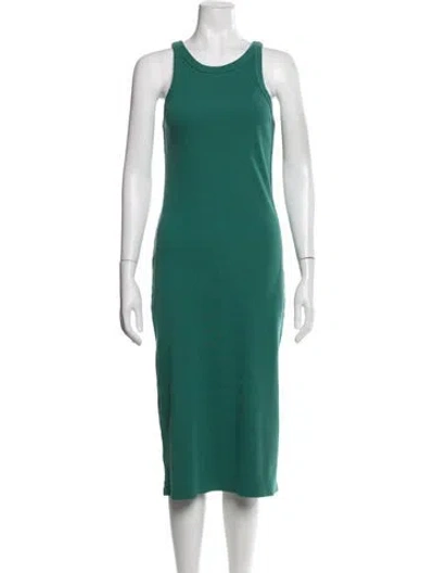 Pre-owned Mother Crew Neck Midi Length Dress In Green