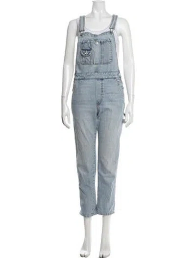 Pre-owned Mother Crew Neck Overalls In Blue