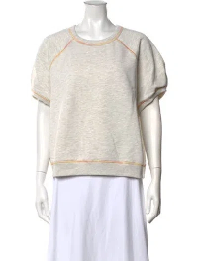 Pre-owned Mother Crew Neck Short Sleeve Sweatshirt In White