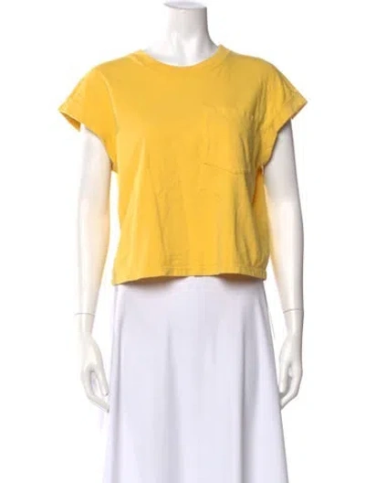 Pre-owned Mother Crew Neck Short Sleeve T-shirt In Yellow