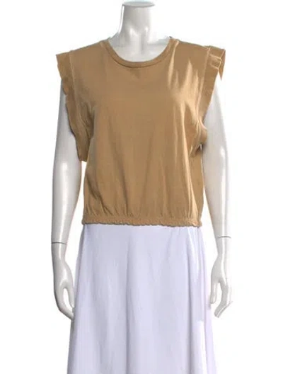 Pre-owned Mother Crew Neck Sleeveless Crop Top In Neutral