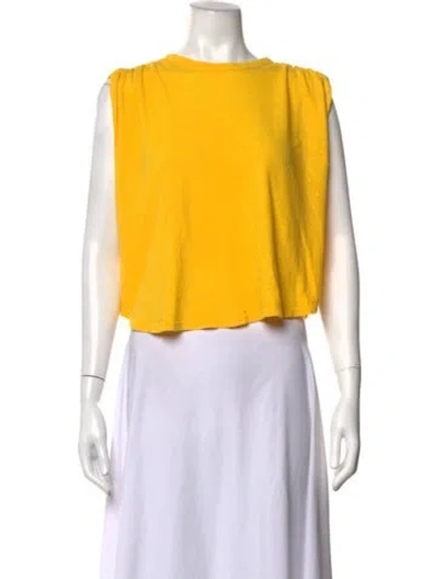 Pre-owned Mother Crew Neck Sleeveless Crop Top In Yellow