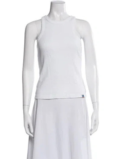 Pre-owned Mother Crew Neck Sleeveless Top In White