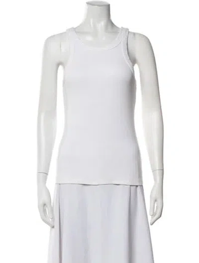 Pre-owned Mother Crew Neck Sleeveless Top In White