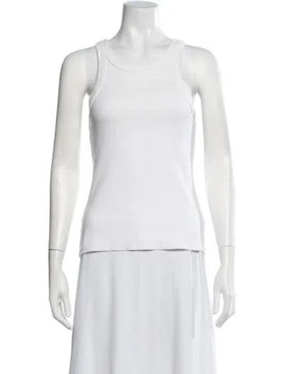 Pre-owned Mother Crew Neck Sleeveless Top In White