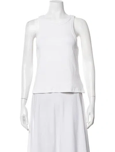 Pre-owned Mother Crew Neck Sleeveless Top In White