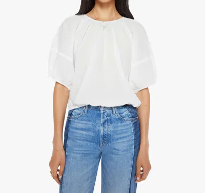MOTHER CREWNECK BALLOON SLEEVES BLOUSE IN WHITE
