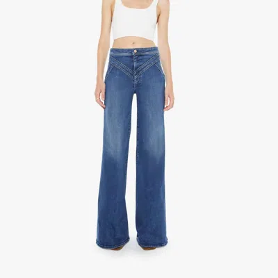 Mother Criss Cross Roller High Rise Wide Leg Jeans In Prized Possesion In Blue