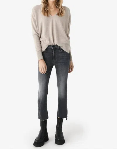 Mother Crop Step Fray High-waisted Bootcut Jeans In Train Stops In Black