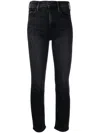 Mother ‘the Tomcat' High Rise Straight Leg Ankle Denim Jeans In Black