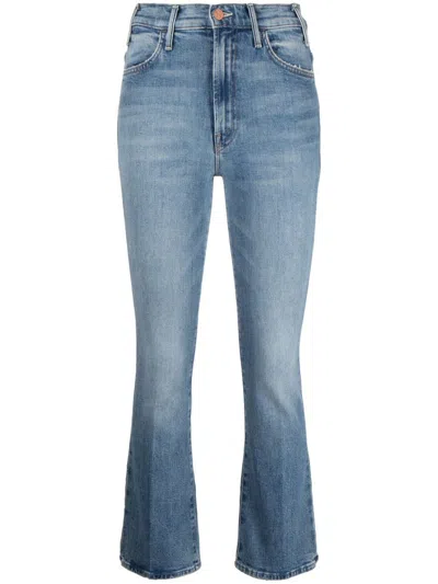 Mother Cropped High-waisted Jeans In Blue