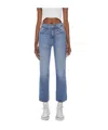 Mother Cropped High-waisted Jeans In Blue