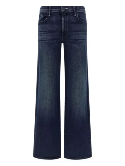 Mother Cropped Wide-leg Jeans With Classic Five-pocket Design In Blue