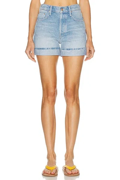 Mother Culotte Cuffed Shorts In Byob In Blue