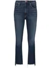 Mother The Insider Crop Step Fray High-rise Bootcut Jeans In Blue