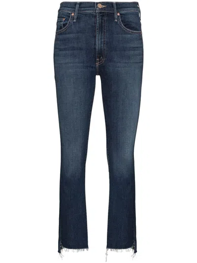 MOTHER DARK BLUE JEANS 'INSIDER CROP STEP FRAY'
