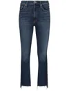 Mother The Insider Crop Step Fray High-rise Bootcut Jeans In Blue